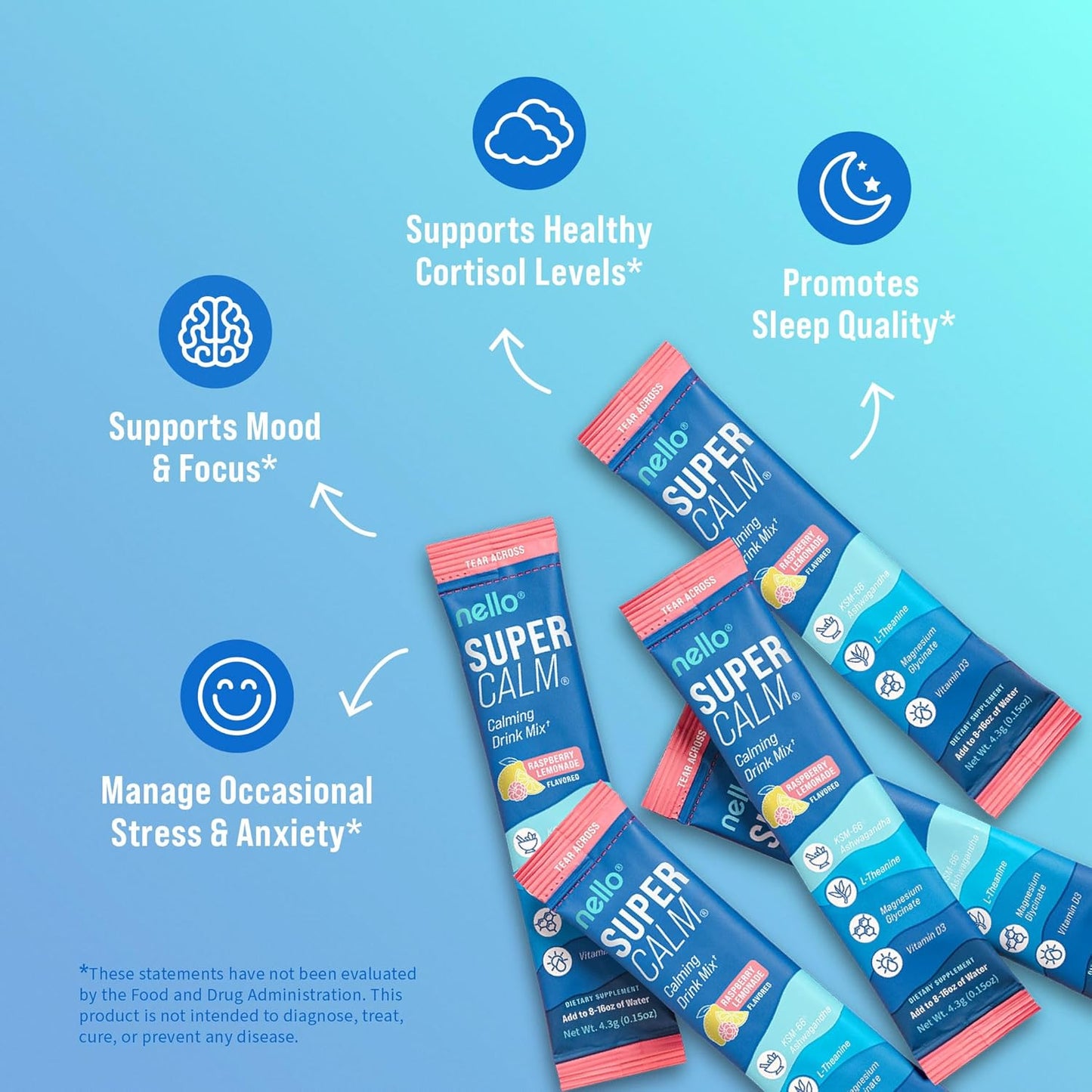 Nello Supercalm Powdered Raspberry Lemonade Drink Mix