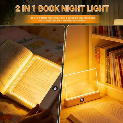 Smart Led Reading Light, Book Lights at Night, Rechargeable Clear Flat Reading Lights with 3 Colors & Timer, Eye-Friendly Glow